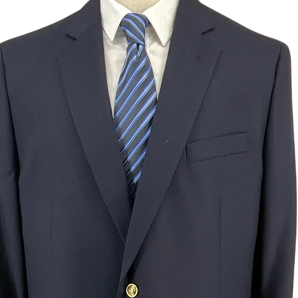 NWT Stafford Executive Classic Fit Blazer Navy Wool Men 48 REG Gold Buttons‎